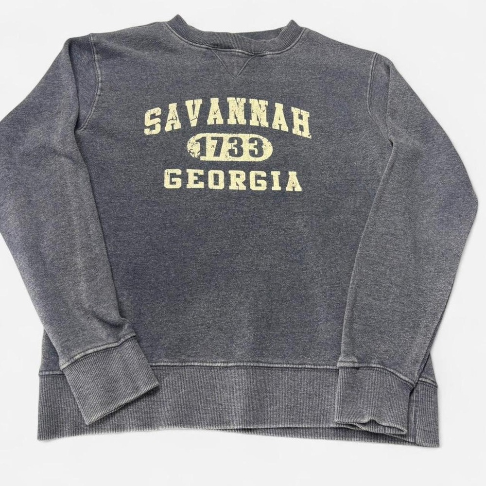 Ocean Beach Savannah Georgia 1733 Sweatshirt Blue Small Crewneck Pullover